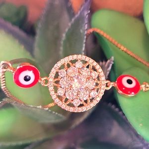 Adjustable evil eye mandala bracelet